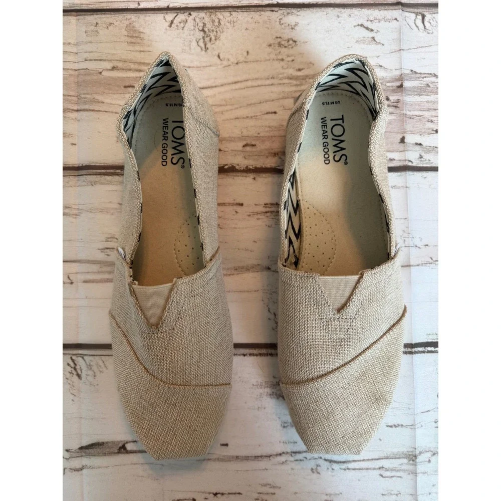 TOMS Mens Alpargata Natural Heritage Canvas Slip On Loafers Shoes Size 11.5